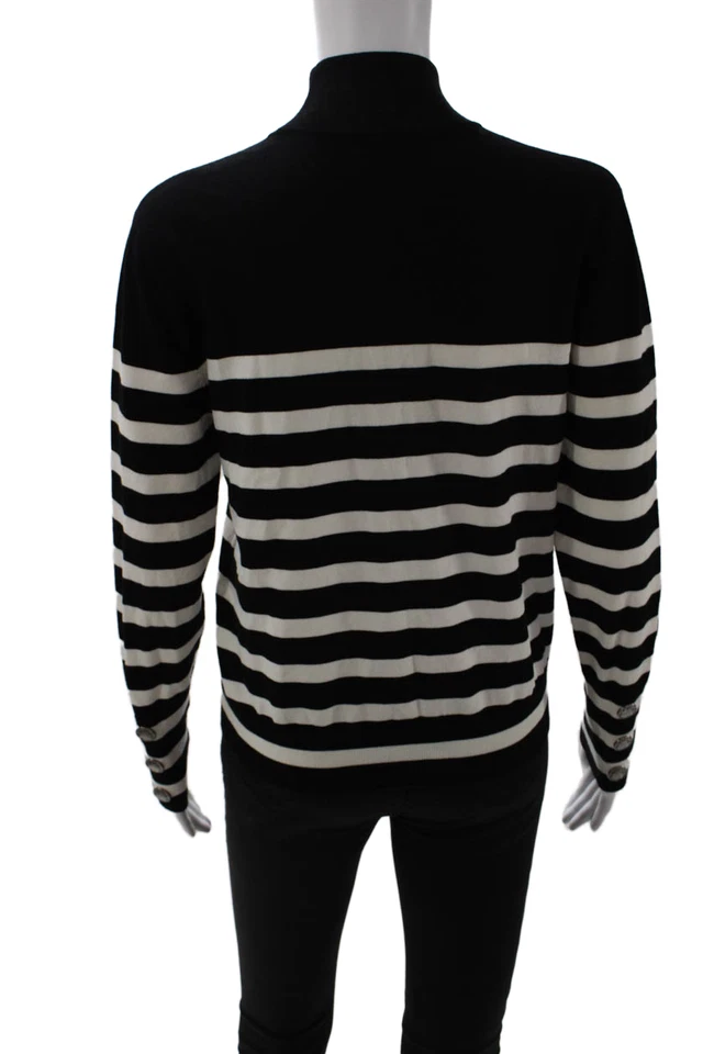 Suéter Pullover Marella Unisex Rayas Cuello Simulado Negro Manga Larga Talla M Foto 3 de 4