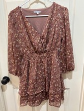 floral print mid knee length fall dress