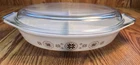 Vintage Pyrex Town & Country 1.5 QT Oval Split Divided Casserole Dish with LID