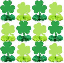 12Pcs St. Patrick's Day Honeycomb Centerpieces Table Toppers Green Shamrock Tabl
