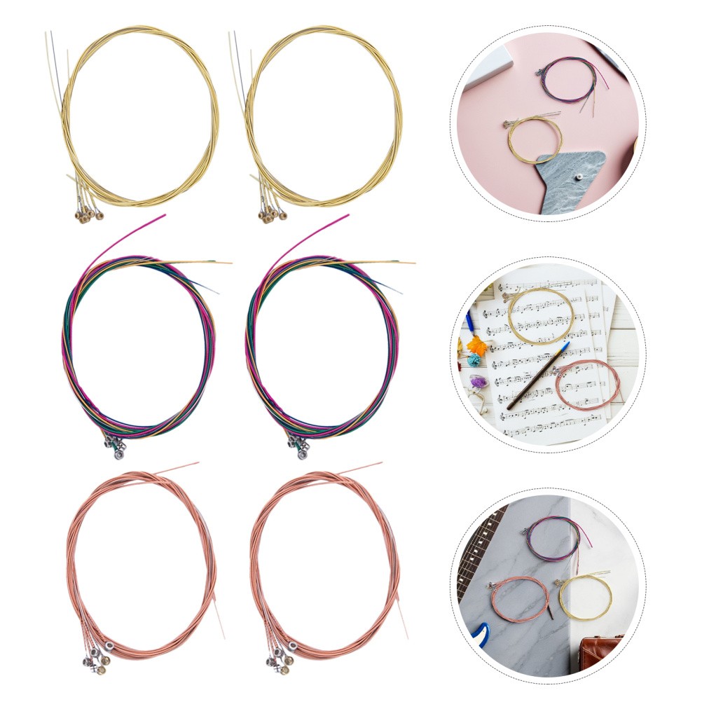 Lot de 6 cordes de rechange pour guitare acoustique cordes métalliques pour