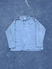 VTG 90s E.M.I. Winter Park Waffle Knit Polo Shirt Size Large Blue Made in USA