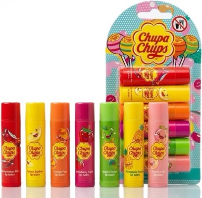 Chupa Chups Fruity Lip Balm Collection Set, 7 aromatisierte Feuchtigkeitsbalsame