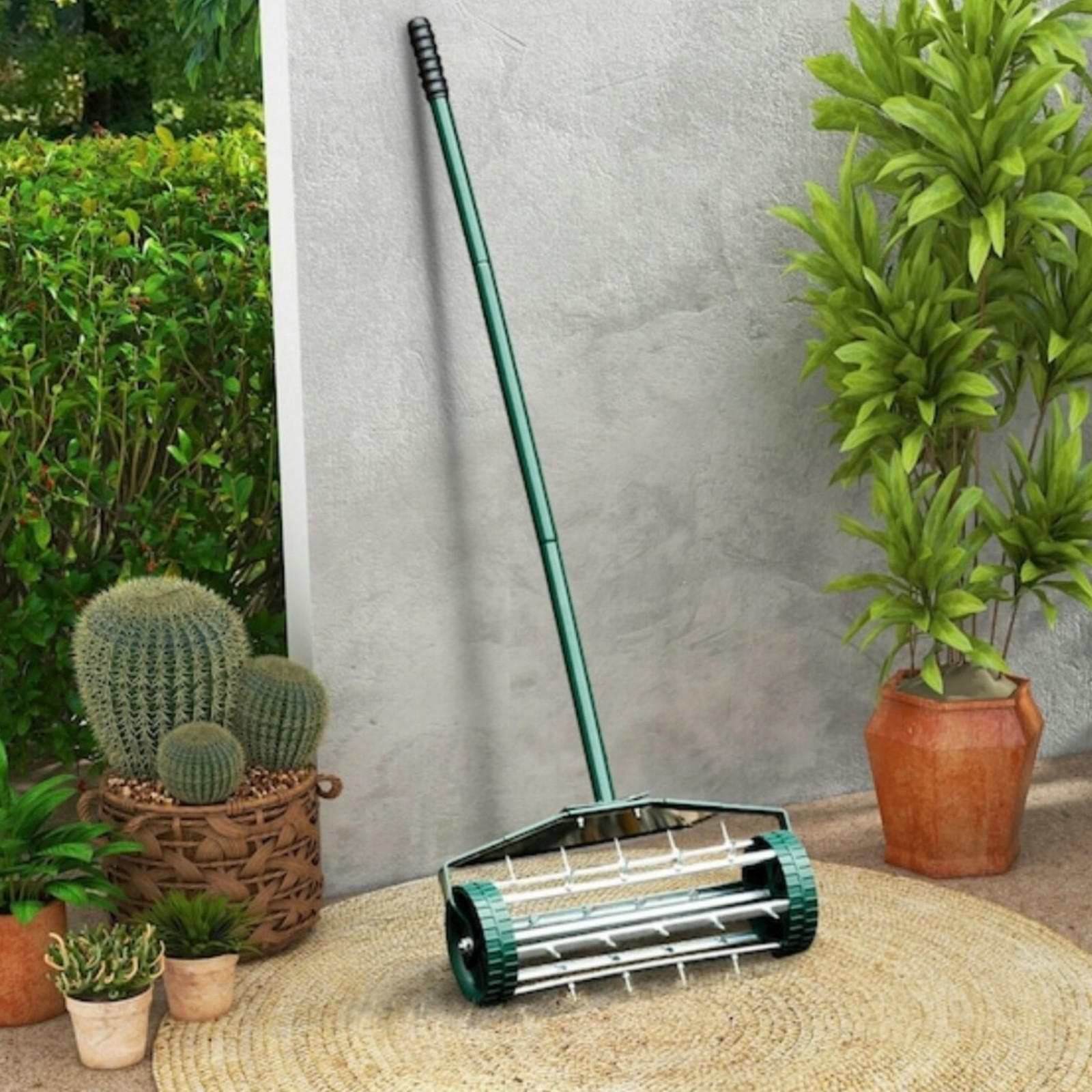 Lawn Aerator Spiked Grass Roller Heavy Duty Soil Aerating Rolling Lawn Spiker