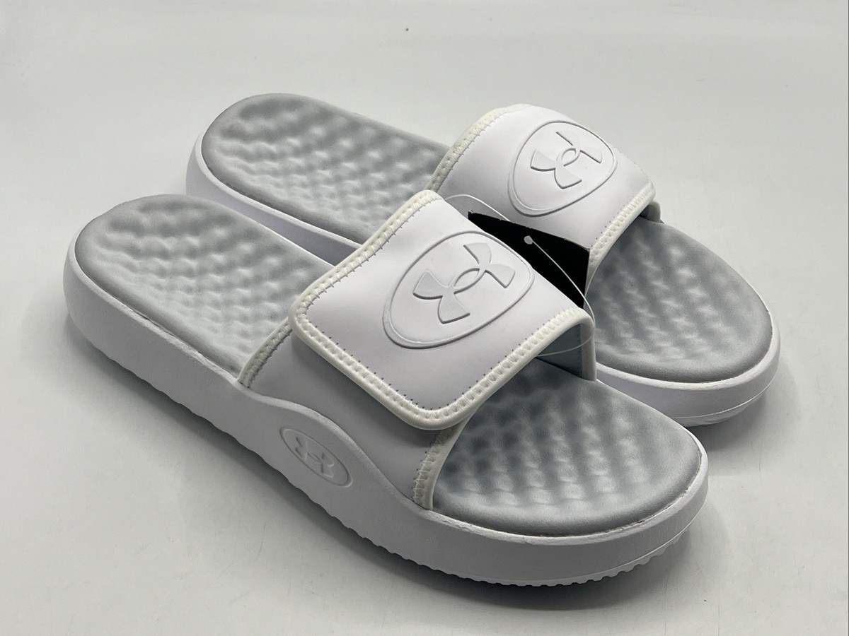 Under Armour 6000337-101 Men\'s Size 11 Ignite Pro 8 Slides, White/Halo Gray Under Armour Ignite Pro 8 Slides 6000337-400 | Mercari main image 4
