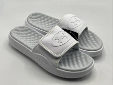 Under Armour 6000337-101 Men's Size 11 Ignite Pro 8 Slides, White/Halo Gray
