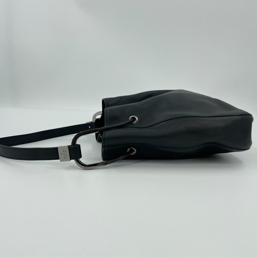 Auth GUCCI Vintage Black Leather Made in Italy One Shoulder Bag JX887 - Picture 4 of 19