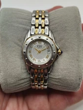 Vintage Movado Esq All Stainless Steel Two Tone Watch With Orig Bracelet. Works