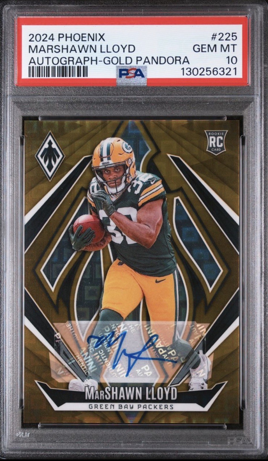 2024 Panini Phoenix Marshawn Lloyd #225 Rookie Gold Pandora Auto /10 PSA 10 💎