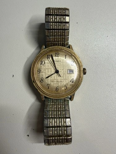 Vintage Timex Marlin 2656102575 Mechanical Wrist Watch Texture Dial Calendar