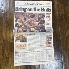 Seattle SuperSonics 96 NBA Finals Newspaper Bring on the Bulls Seattle Times NEW