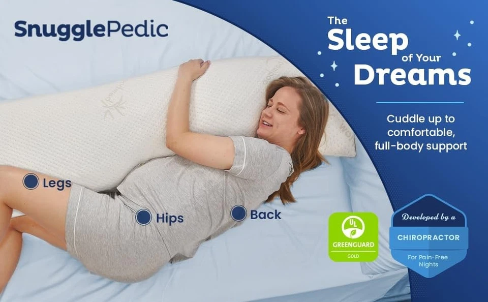 Snuggle-Pedic Body Pillow for Adults - Breathable, Full Pillow, White  - Image 2 of 4