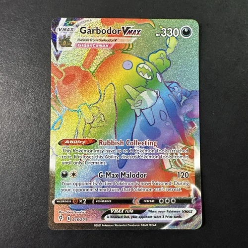 Garbodor VMAX (Secret) Holo Secret Rare SWSH07: Evolving Skies 216/203 NM