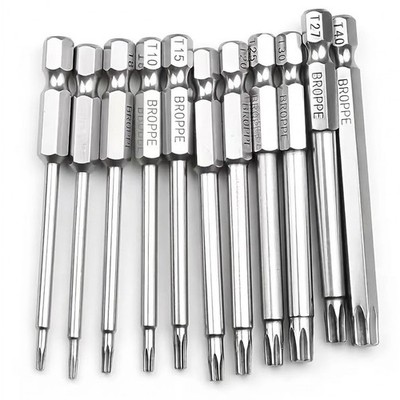11Pcs T6-T40 Magnetic Head Torx Screwdriver Bit Set Security Tamper Proof Star