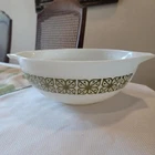 Retro 1968-1972  Pyrex 4 Qt Square Flowers Verde Cinderella Bowl  #444