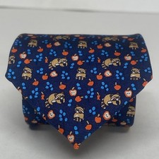 BROOKS BROTHERS RED FLEECE Tie Boys Kids Repp Silk Blue RACCOON Print USA 000004