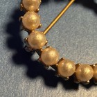 Gold Tone Round Wreath Brooch Pin w/ White Imitation Pearls & Crystal vintage — photo 2