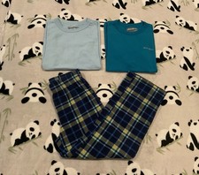 Eddie Bauer Kids Pajama Sets Green Teal Blue Shirt Pants Size S 7/8
