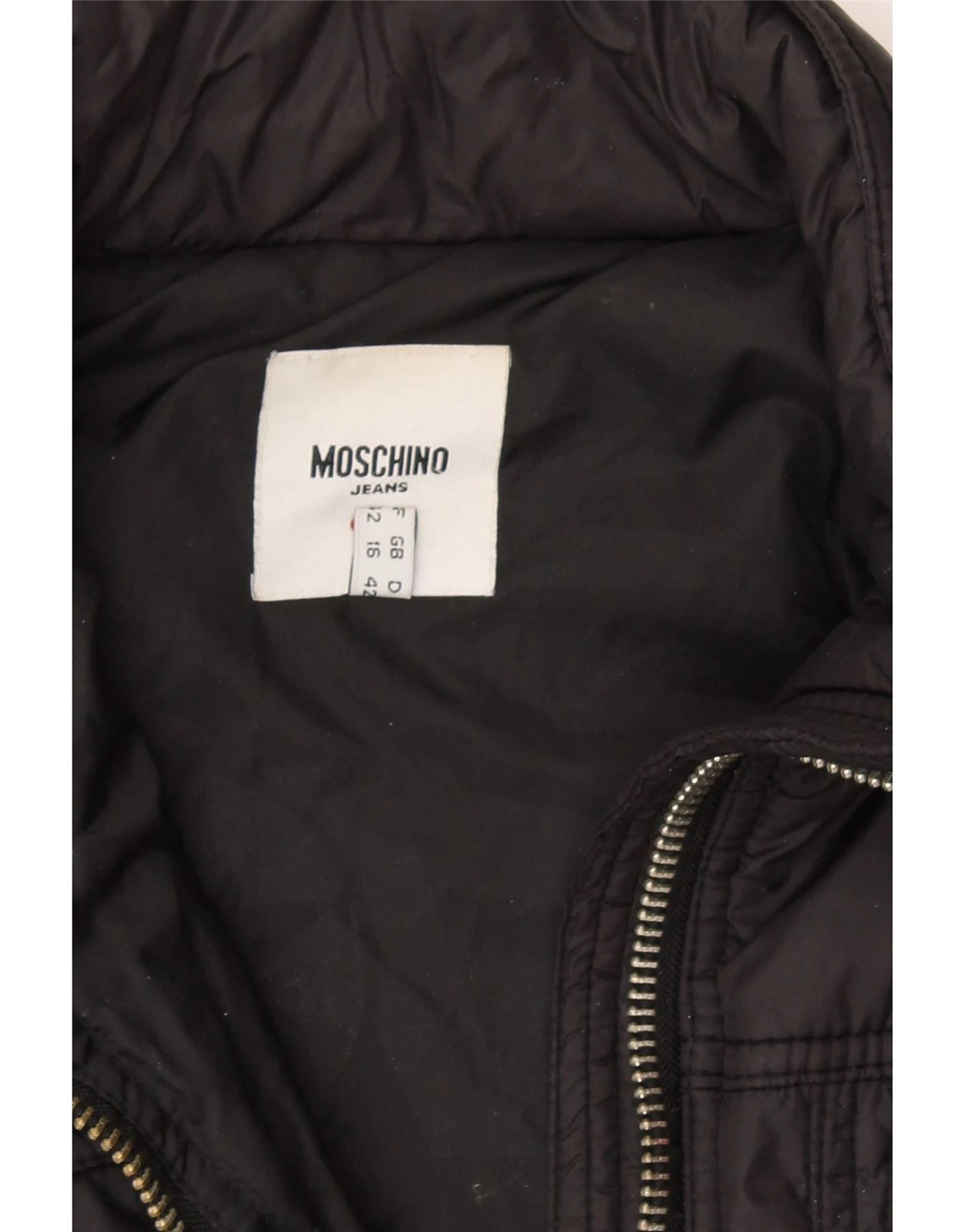 MOSCHINO Giacca donna con cappuccio utility UK 16 Large nera AB02