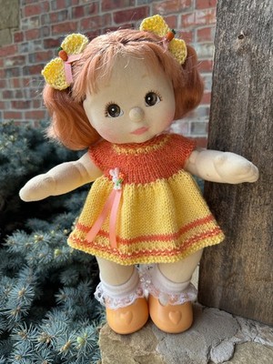 OUTFIT ONLY Hand Knitted Dress & Bows for My Child Dolls  Easter Bunny & Carrots