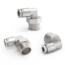 3 Pack 1/2 OD Tube x 1/2 NPT Elbow Push to Connect Fittings Stainless Steel