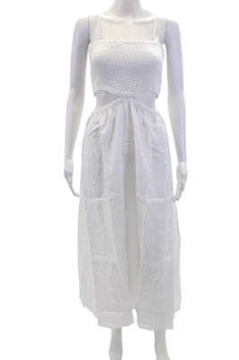 FAITHFULL THE BRAND Womens Tayari Midi Dress - Plain White Size L