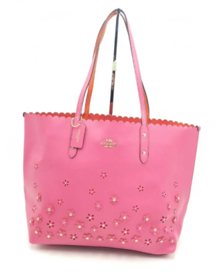 Coach Hot Pink Floral Embellished Scallop Top Tote/Shoulder Bag | eBay