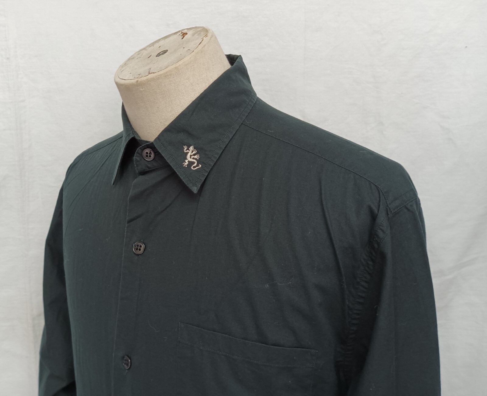 Agnes b Homme Lizard Logo Solid Black Cotton Men'… - image 3