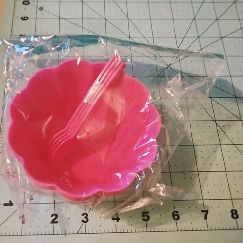 Eisbecher Löffel 8 Stück Set Rosa Blumenform Kunststoff Party Desserts - Bild 3 von 5