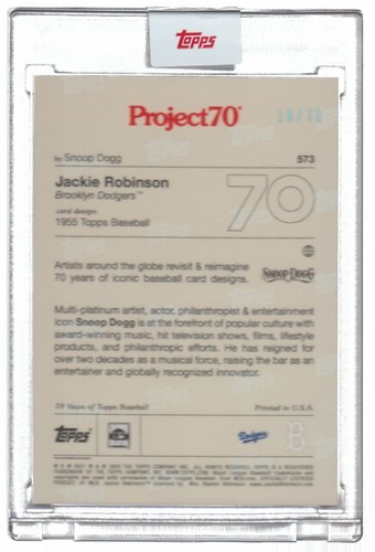 P70 Topps 2021 Project Rainbow Foil #573 Jackie Robinson 1955 Snoop Dogg 16/70 - Picture 6 of 8