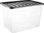 Clear Plastic Storage Boxes Black Lids Stackable UK Made Box Home Office Kitchen