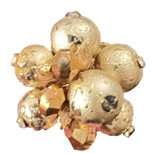 Vintage signierte Vendome Ohrclips Faux strukturiert Gold Perlen Kristalle sehr schön - Bild 2 von 10