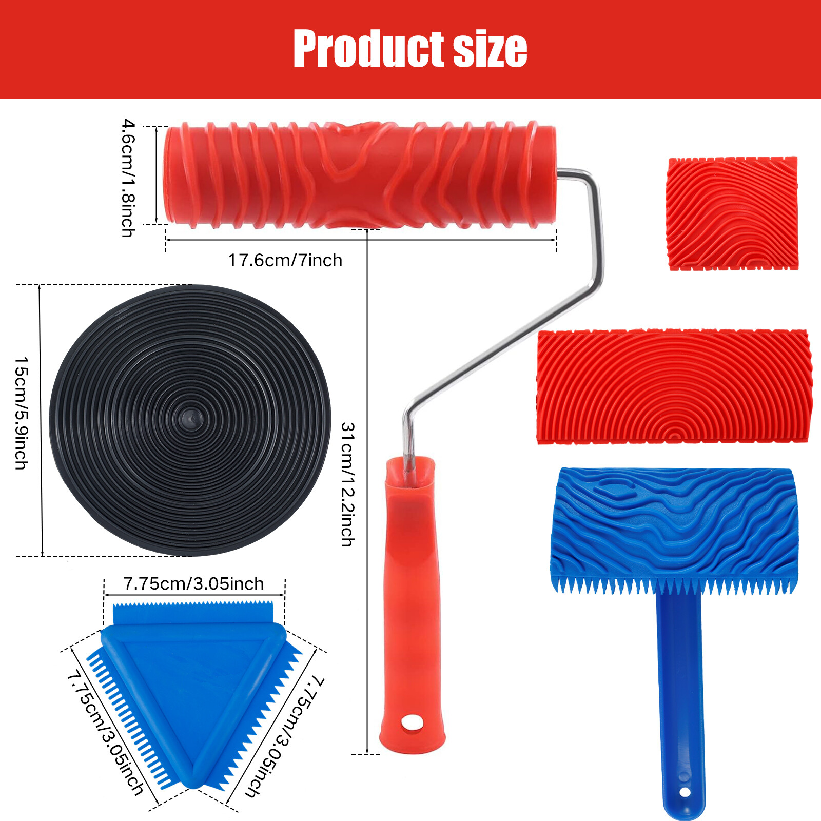 6X Wood Grain Board Roller Brush Wall Painting Tools Graining Painting Tools⊰ eBay