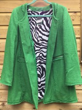 Kstn By Kirsten Green Woven Cotton Fringed Zip Pocket Collarless Jacket Size Xl