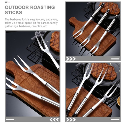 Grilling Utensil BBQ Fork Roasting Stainless Steel Barbecue Spit Meat - Picture 10 of 12
