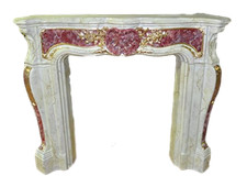 Kaminumrandung Kaminverkleidung "Barock" Kamin Breite140cm Carararotmarmoriert