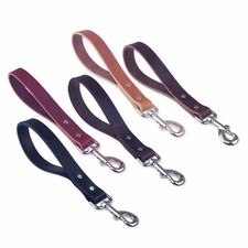 12" LEATHER DOG LEASH Amish Handmade SHORT TRAFFIC PET LEAD DL012