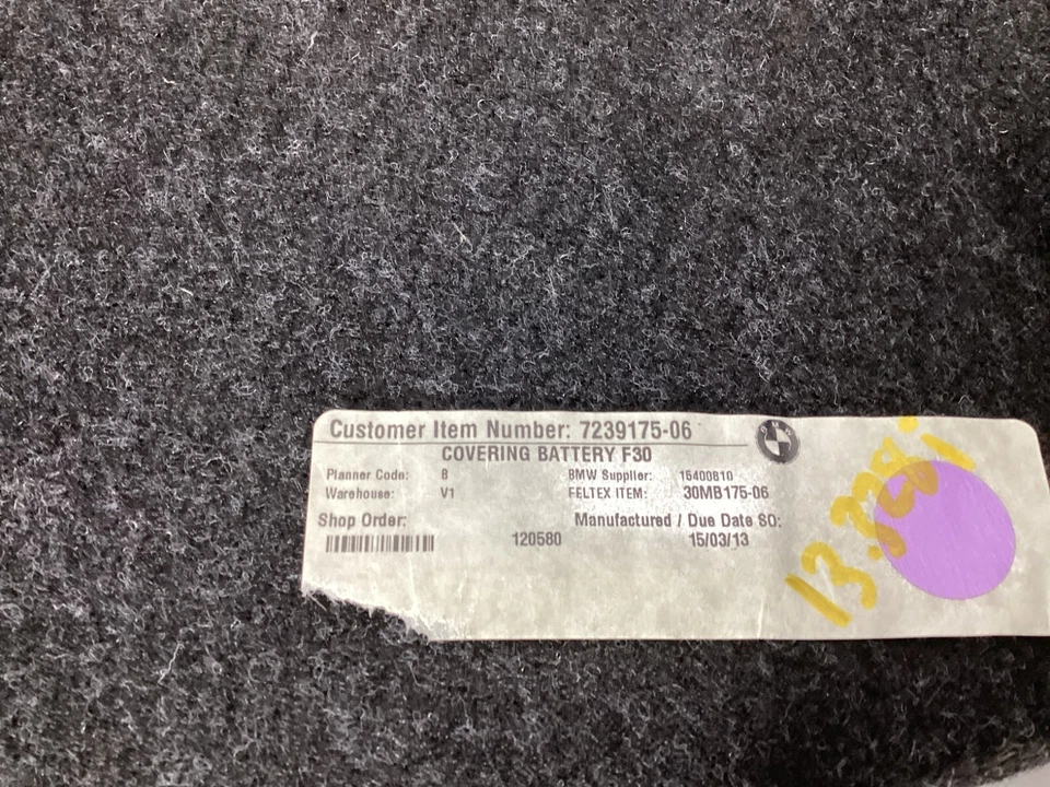 2013-2016 BMW 328I TRUNK BATTERY COVER TRIM W/ O TOOLS COMPARTMENT 7239175 OEM . - Image 2 of 4