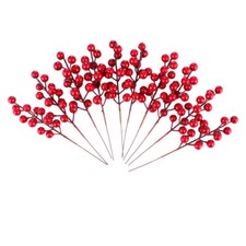 10 Pcs Holly Flower Branch Faux Berry Stems Xmas Floral Pick