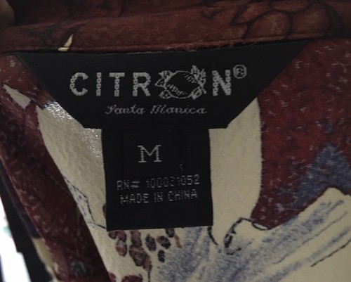 New Citron Santa Monica Blouse Top Jacket Oriental Asian Japanese Prints Silk ML - Picture 5 of 6