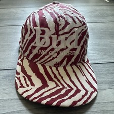 Vintage 90s Zubaz Zebra Budweiser King of Beers Snapback Cap Hat Made in USA Red