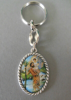 Schlüsselanhänger Hl. Christopherus '' Pray for us '' Schlüsselkette PC 240