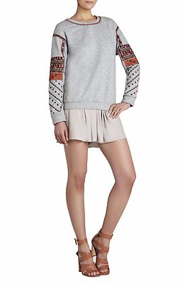 NEW BCBGMAXAZRIA CORI EMBROIDERED SWEAT SHIRT FRY1S196/B534A SIZE M