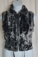 Vintage Marshall Rousso Animal Print Fur Stretch Back Vest Sz Medium Gray Clips
