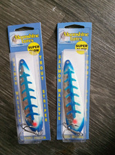 Moonshine 4 1/2" Magnum Half Moon Silver Series Trolling Spoons Blue Shorts USA