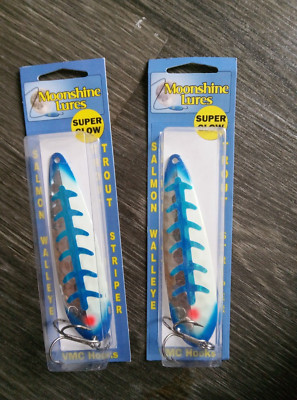 Moonshine 4 1/2'' Magnum Half Moon Silver Series Trolling Spoons Blue Shorts USA