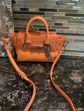 Coach Swagger 15 Carryall Handbag Crossbody Bag Pebble Leather 35798 Orange