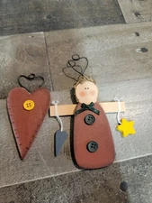 Angel girl heart star Wooden ornament xmas set