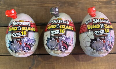 Lot Of 3 Zuru Smashers DINO ISLAND 7  Dino Egg w/ Over 10 Surprises Inside - NEW