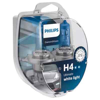 PHILIPS H4 Diamond Vision 5000K Bulbs 12342DVS2 Aus Seller